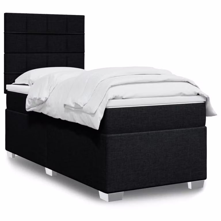 vidaXL Giroletto a Molle con Materasso in Tessuto Nero L/P/H: 200 x 90 x 150,5 cm