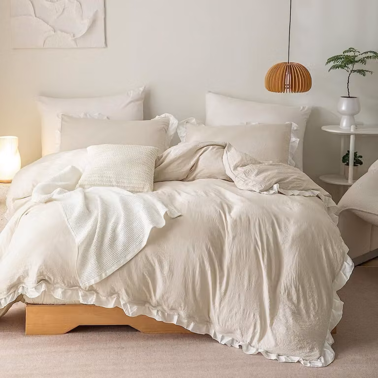 Omgoods - Set di lenzuola con copripiumino romantico, 135 x 200 cm, con design reversibile
