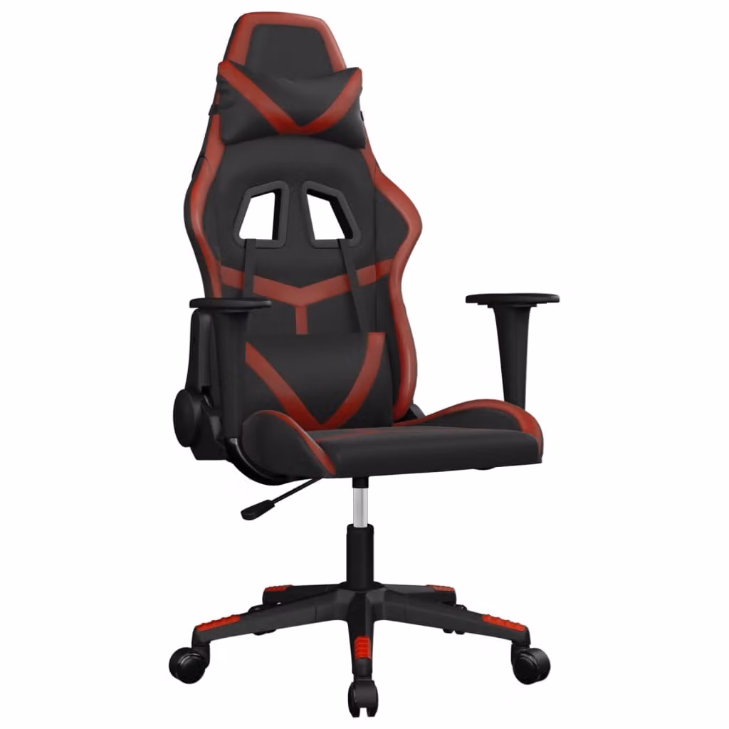 Sedia Gaming Massaggio Nero e Rosso Vino in Pelle finta