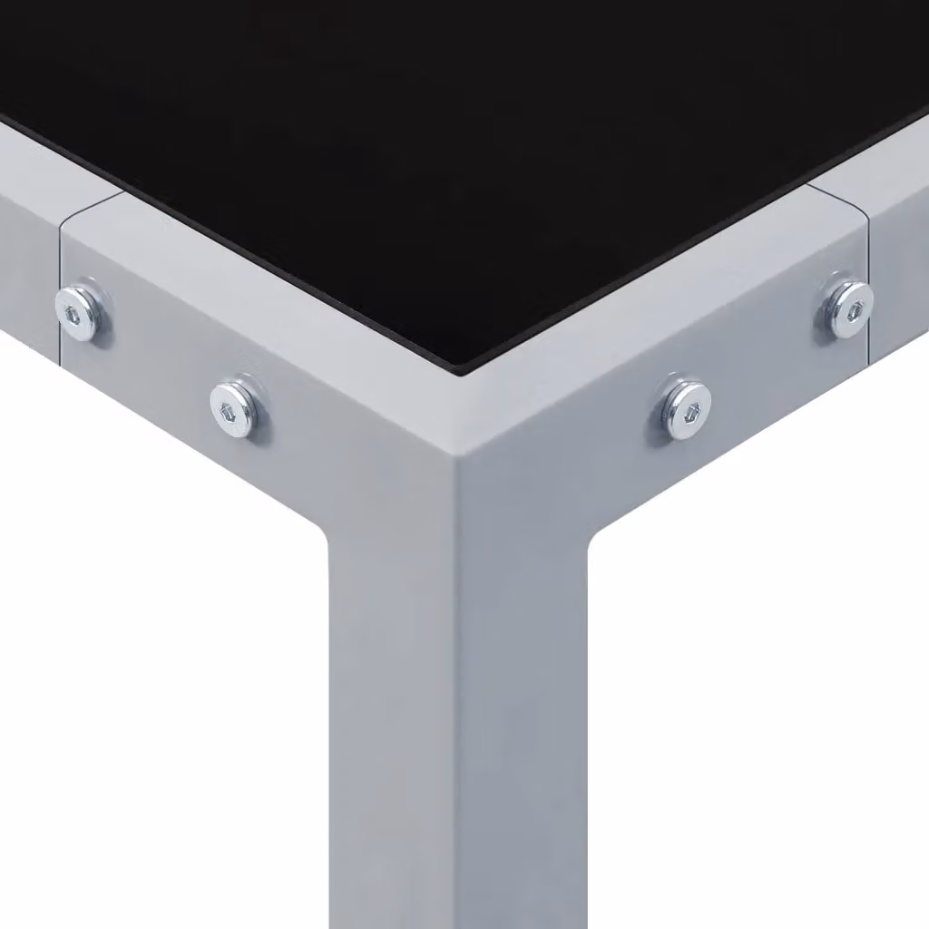 Tavolo da giardino moderno vidaXL in vetro e acciaio verniciato grigio L/P/H: 130 x 130 x 72 cm – 2