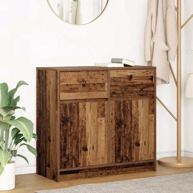 Credenza Buffet Design Mania in Legno Antico Marrone per Cucina e Soggiorno L: 80 cm, P: 34 cm, H: 76 cm – 1