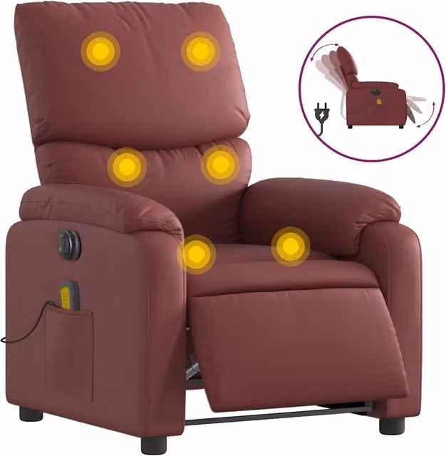 Poltrona Massaggiante | Sedia Relax Reclinabile Rosso Vino in Similpelle