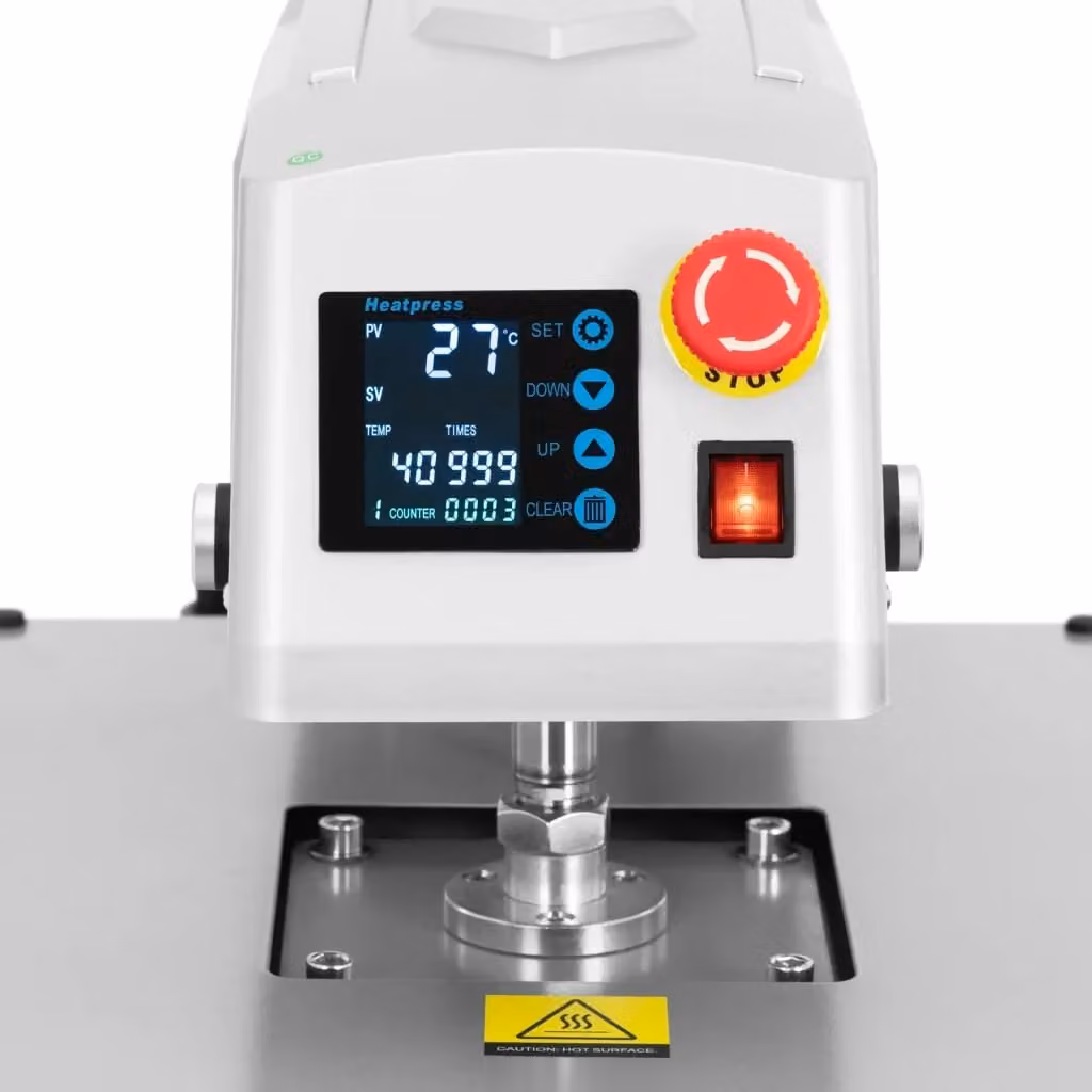 Pressa termica pneumatica doppia con base in acciaio al carbonio argento metallizzato L: 60 cm, P: 40 cm – 2