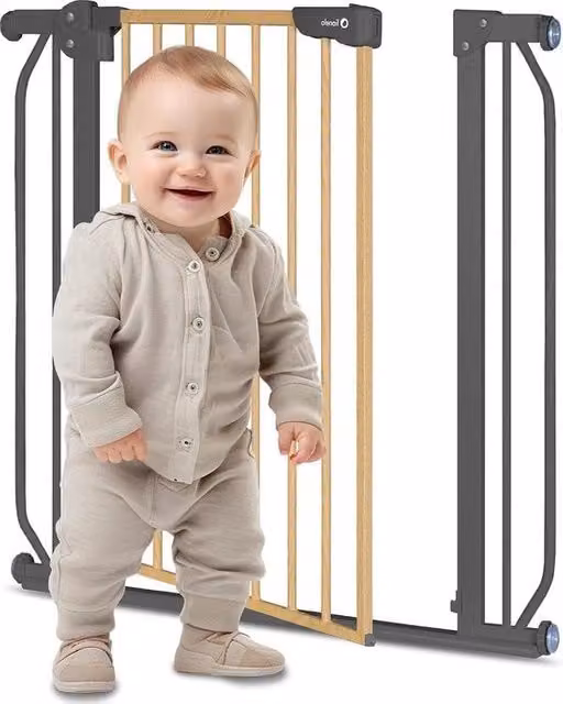 Rete di sicurezza per finestre nera con installazione senza trapano e funzione di arresto automatico L: 75-105 cm, H: 765 cm, P: 1,5 cm