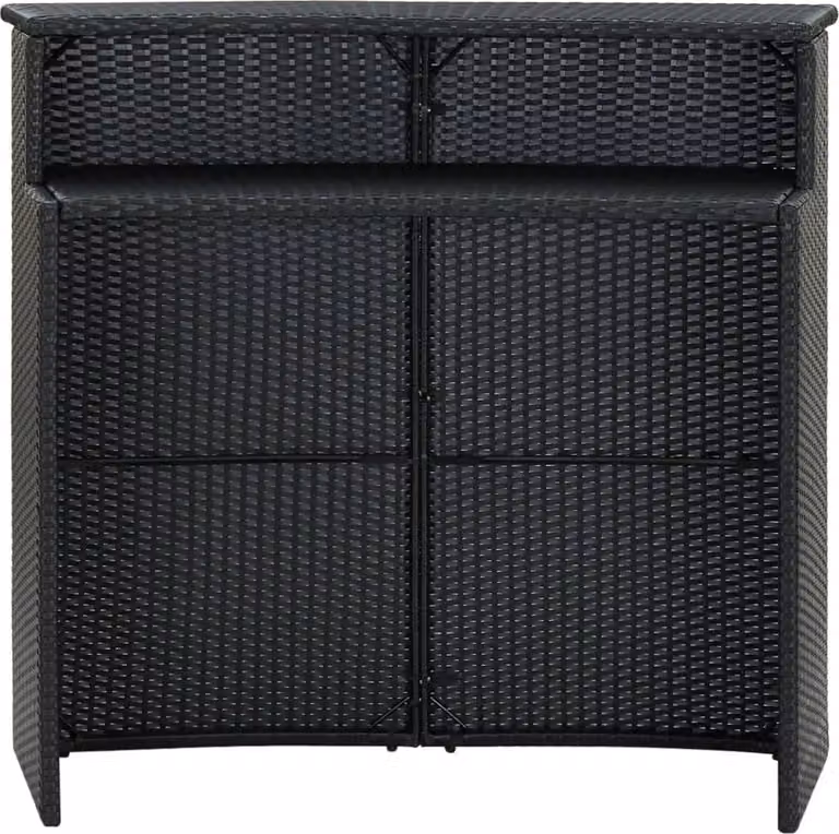 Tavolo da Bar per Esterni Nero 120x55x110 cm in Polyrattan
