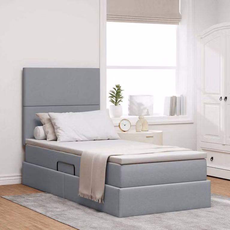 Letto con contenitore e materasso vidaXL Grigio chiaro L: 90 cm, P: 190 cm, H: 128 cm