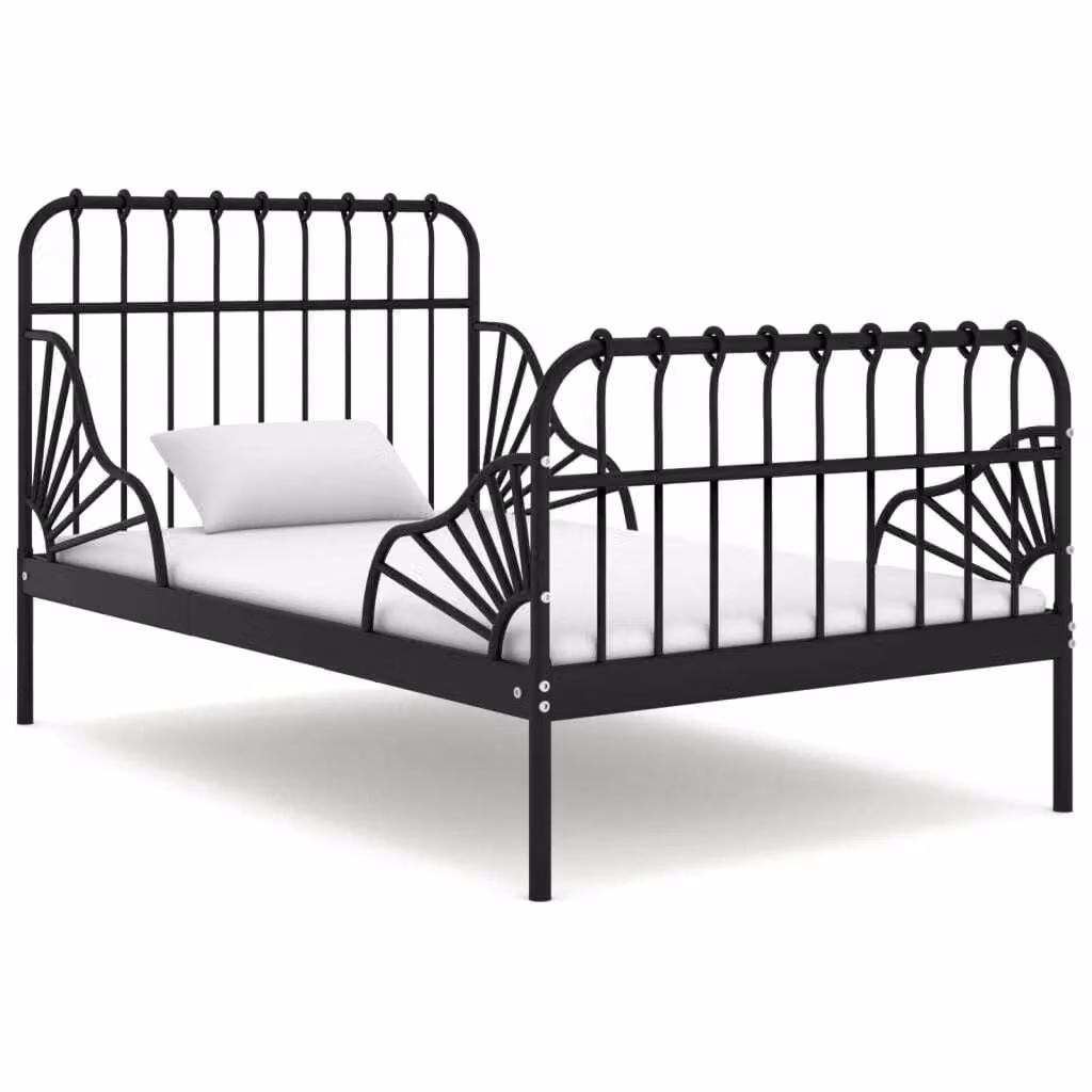 The Living Store letto estraibile in metallo nero 80x130/200 cm