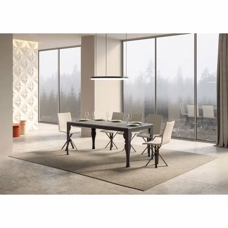 Tavolo allungabile rettangolare Itamoby in MDF laminato opaco con struttura in metallo, disponibile in vari colori tra cui antracite, bianco, grigio e marrone, L: 90 cm, P: 77 cm, H: 104 cm (estendibile) – 2