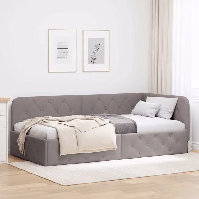 Letto ad angolo Talpa vidaXL in tessuto beige o grigio L/P/H: 200 x 90 x 72 cm