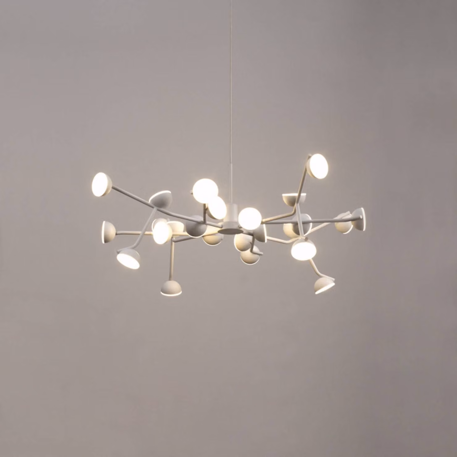Mantra Iluminación Lampada a sospensione LED Adn, rotonda, 24 luci Adn, Bianco / Opale, Soggiorno / Sala da pranzo, Alluminio, Design
