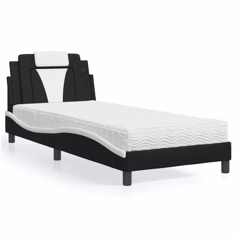 Letto Viana vidaXL con materasso in similpelle nero e bianco, L/P/H: 200 x 80 x 74,5 cm