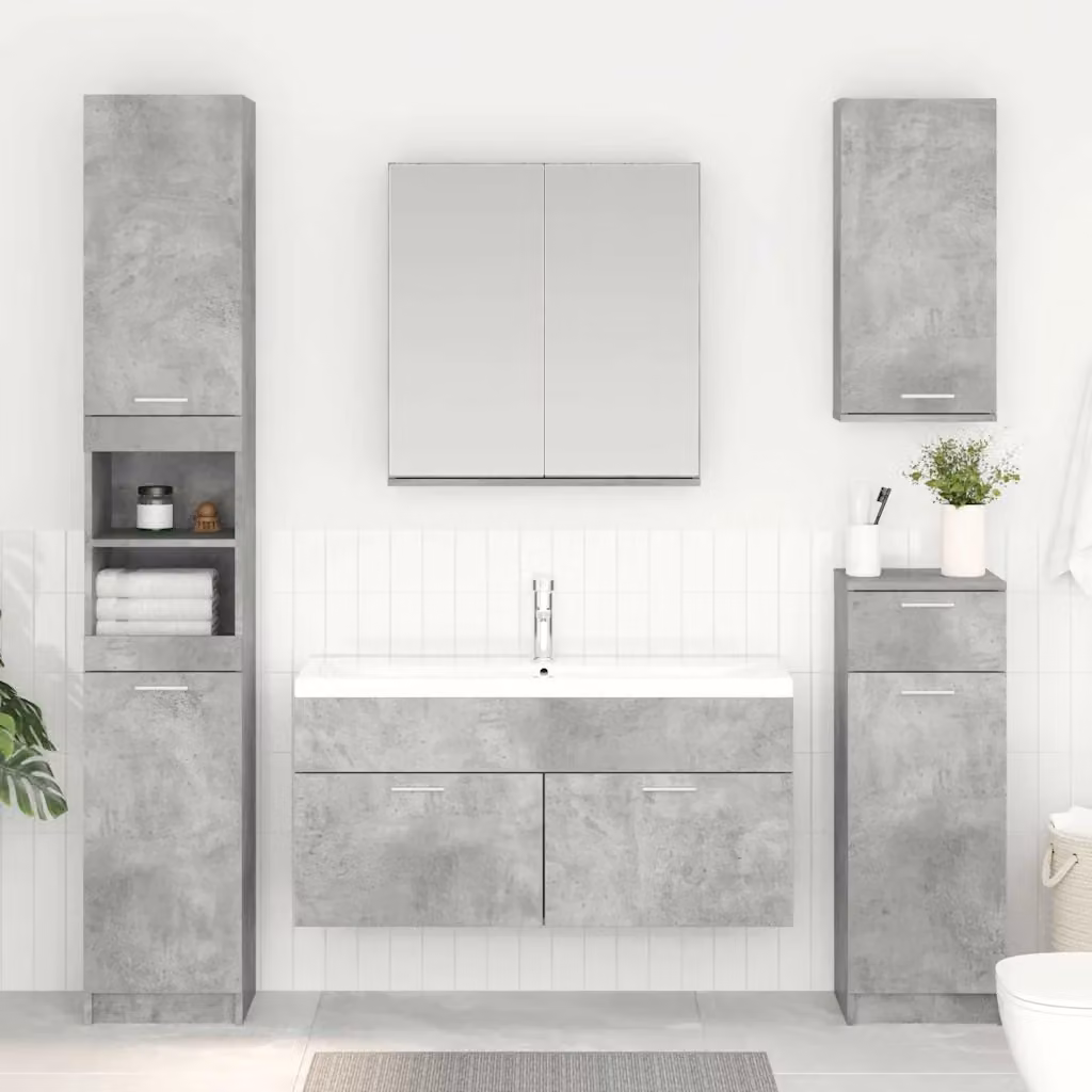 Armadio sottolavello da bagno moderno vidaXL in legno ingegnerizzato, Grigio cemento
