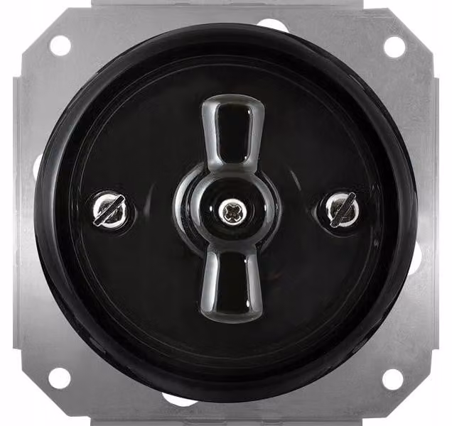Interruttore a croce TG ELECTRO TG-RC-140XB, nero, in Vetroceramica, stile retrò