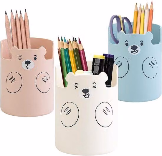 Confezione da 3 portapenne multifunzionali, portapenne, portapenne da scrivania per contenitori porta trucchi, ufficio, casa, scuola (rosa, bianco, blu)
