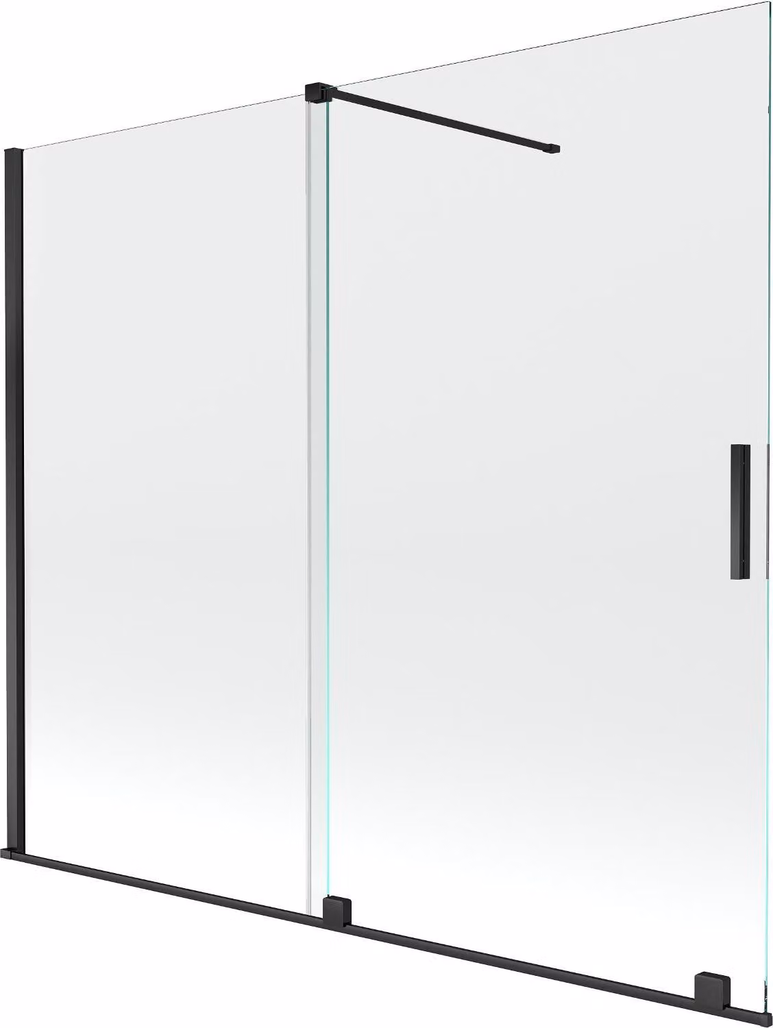 Mexen Velar pareti da bagno scorrevoli a 2 ante 180 x 150 cm, trasparente, nero - 896-180-000-01-70