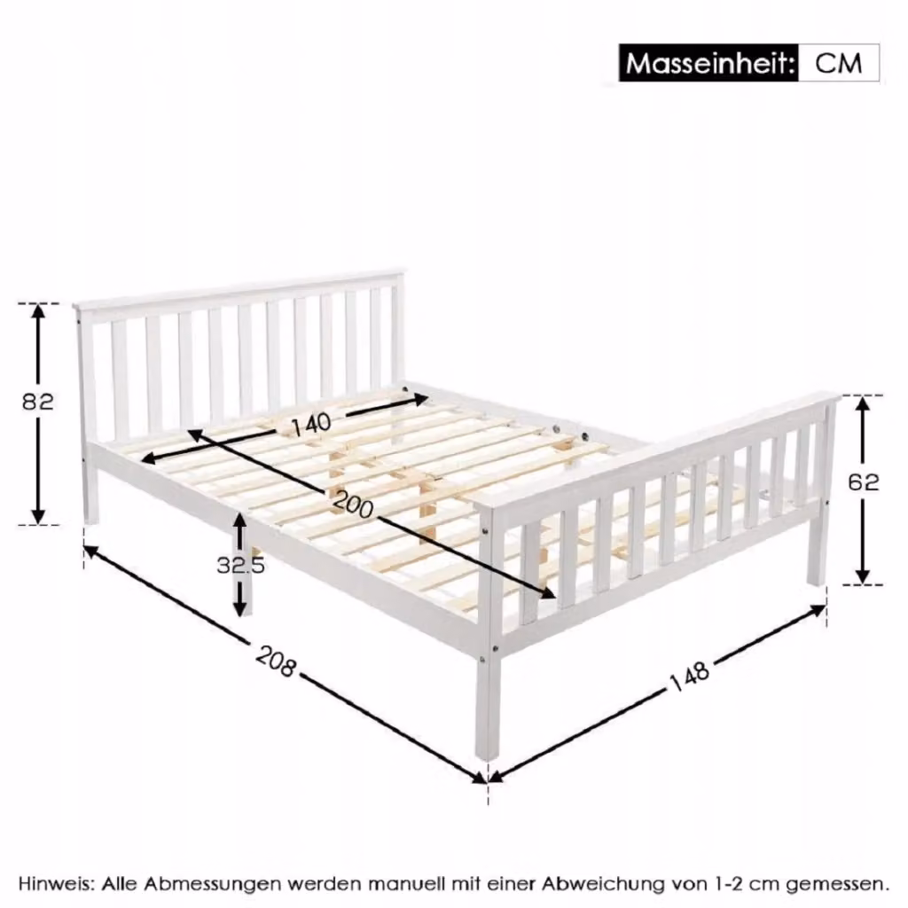 Letto Xylo in legno di pino laccato bianco L/P: 140 x 200 cm – 2