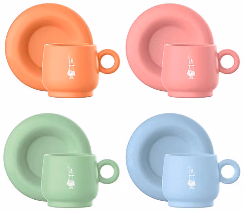 Set di 4 tazzine Bialetti multicolore con piattino