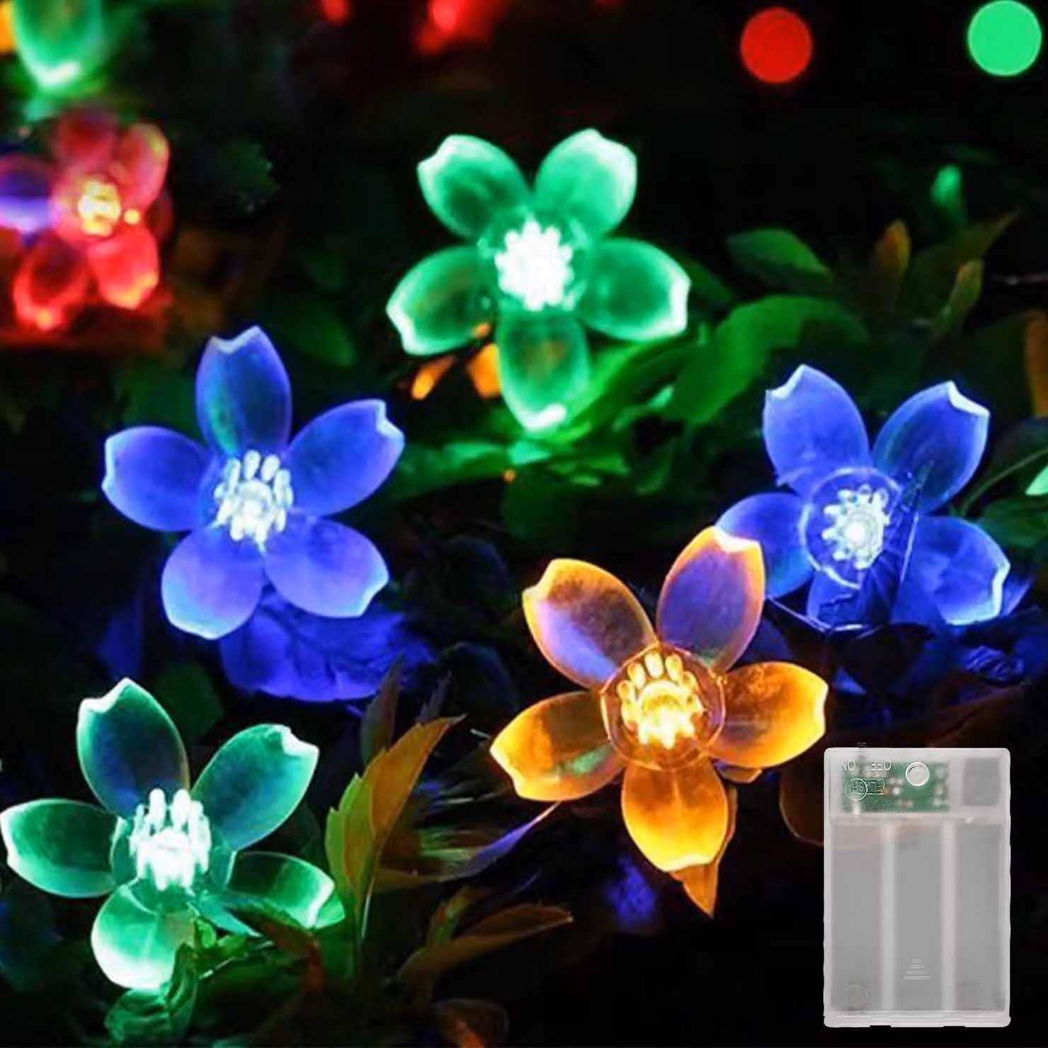 Catena luminosa a forma di fiori, 3 metri, 20 LED, impermeabile, con motivo di fiori di ciliegio