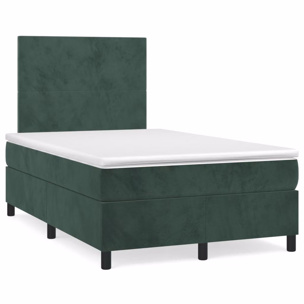 Giroletto a Molle con Materasso Verde Scuro 120x200 cm Velluto