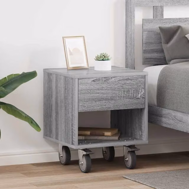 Set di 2 comodini moderni vidaXL in legno MDF grigio L: 40,5 cm, P: 40 cm, H: 48 cm