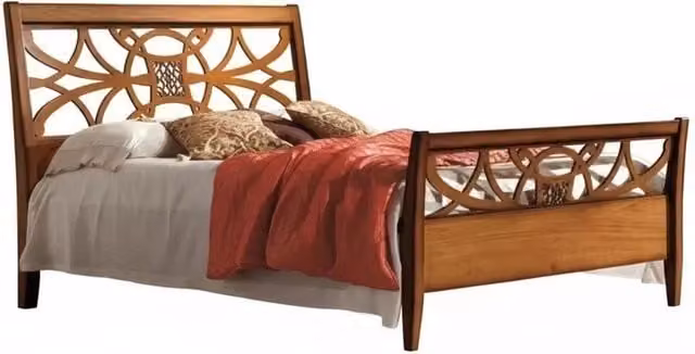 Letto arte povera traforato in legno color noce Mobili 2G L: 170 cm, P: 226 cm, H: 126 cm