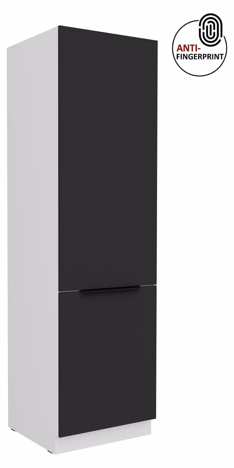 Armadio alto da cucina da 60 cm, cucina ARIA nero ultra opaco + bianco opaco, frontali di alta qualità con rivestimento anti-impronta, mobile da cucina con chiusura ammortizzata