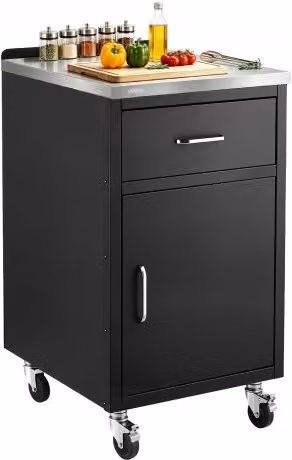 VEVOR Mobiletto Cassetto Piano in Acciaio Inox 304 per Isola Cucina Esterno 585 x 508 x 942 mm, con 4 Ruote, Postazione per Utensili da Cucina, da Bar in Cortile, Carrello per Organizzazione Accessori