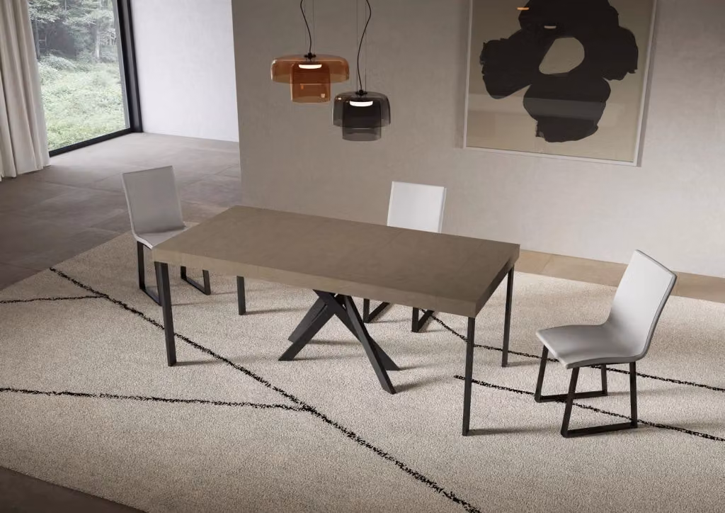 Consolle allungabile Sakuro Premium color tortora con gambe antracite L/P: 90 x 40 / 300 cm – 2
