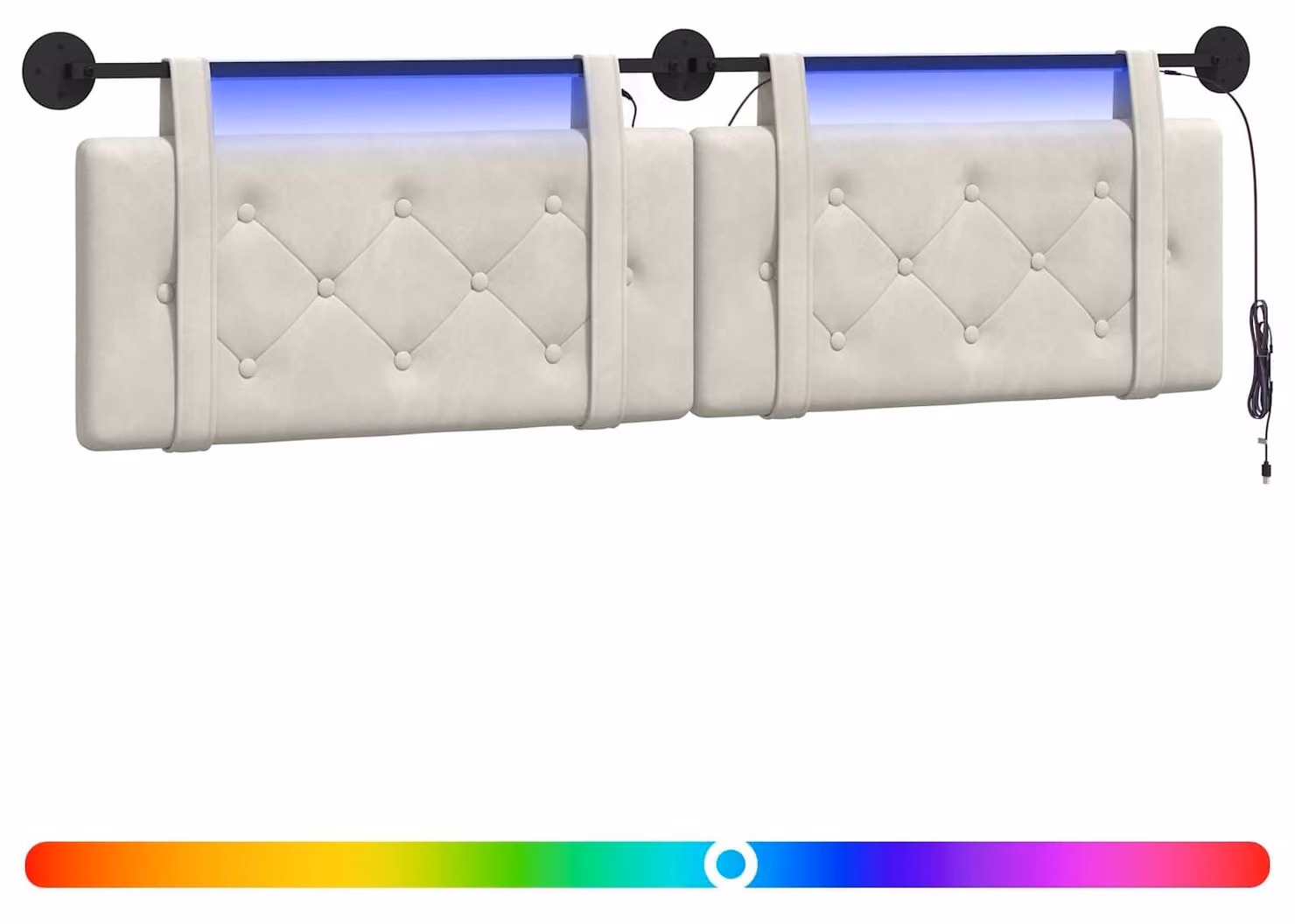 Testiera sospesa Con luce LED Crema Velluto