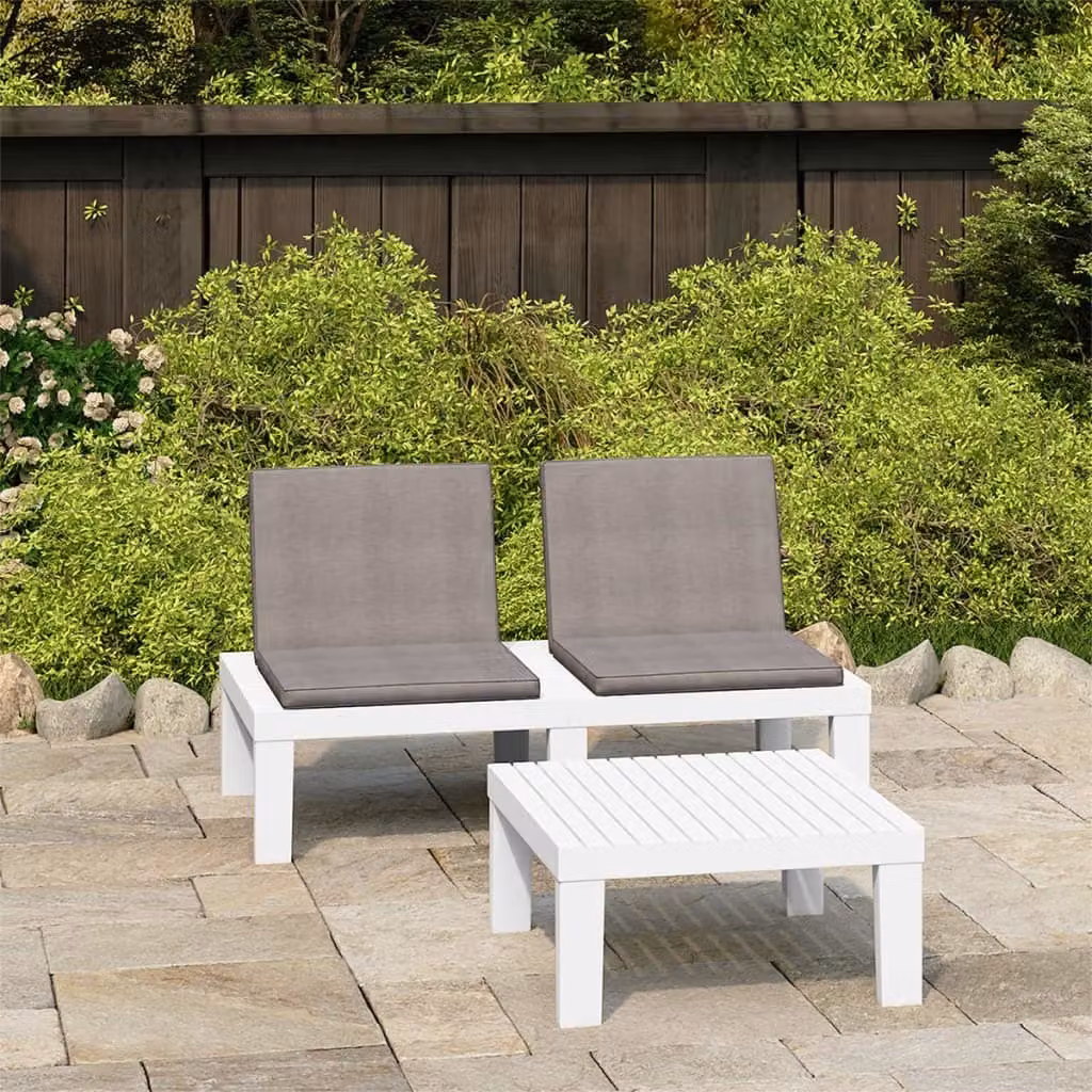 Maison Exclusive - Set Divani da Giardino con Cuscini 2 pz in Plastica Bianco