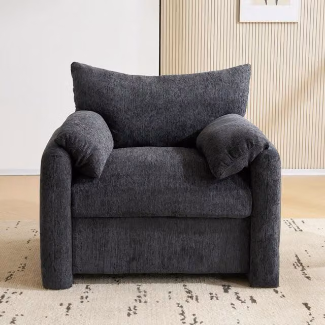 Poltrona Singola in Tessuto Chenille ¨C MINIMAL ¨C Design Moderno, Soggiorno