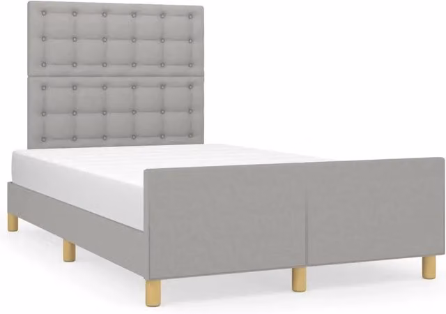 Letto matrimoniale | Letto per adulti | Giroletto senza Materasso Grigio Chiaro 120x190 cm in Tessuto
