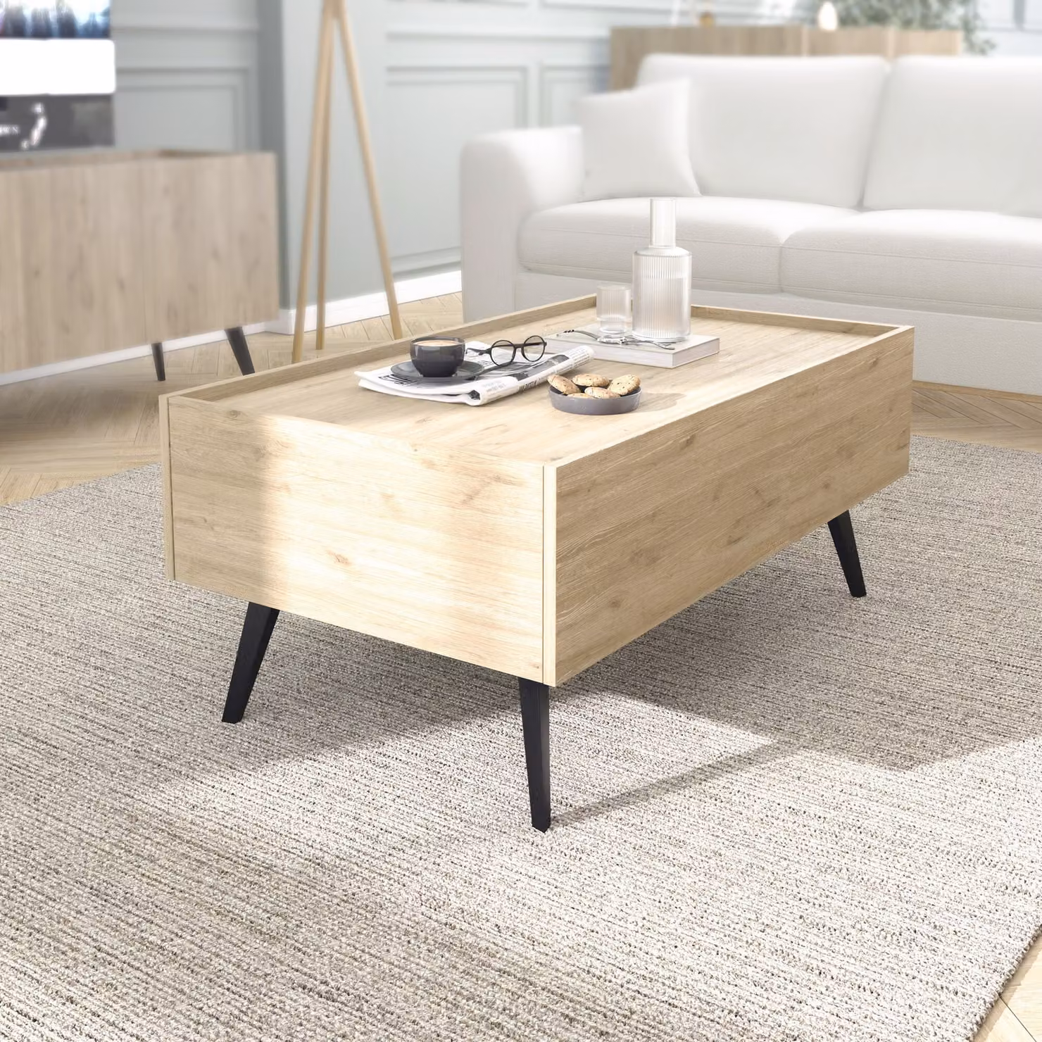 Skye Decor, Shp-701-Ff-1, tavolino da salotto, rovere, 100% PANNELLI DI PARTICELLE RIVESTITI IN MELAMMINA, 102 x 61 x 44 cm