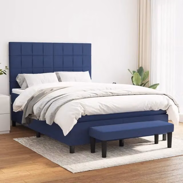 Letto Ibrido con Giroletto a Molle e Materasso vidaXL, Colore Blu e Bianco, L/P/H: 140 x 200 x 50 cm – 1