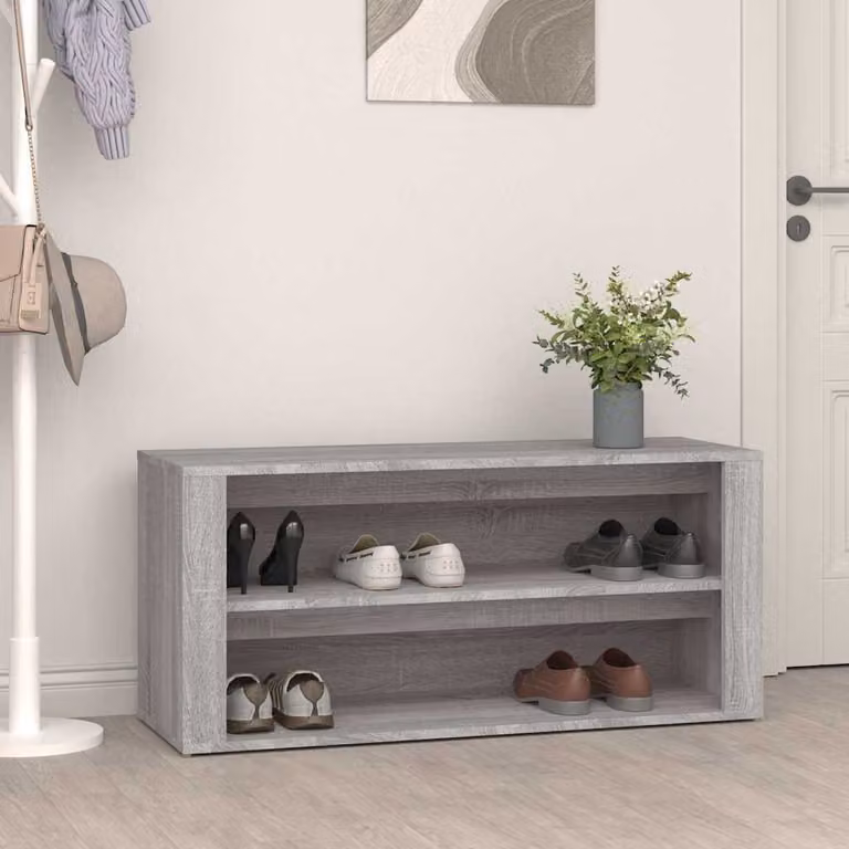 Scarpiera vidaXL Grigio, Design Minimalista con Ripiani Interni e Ante, L 100 x P 35 x H 45 cm