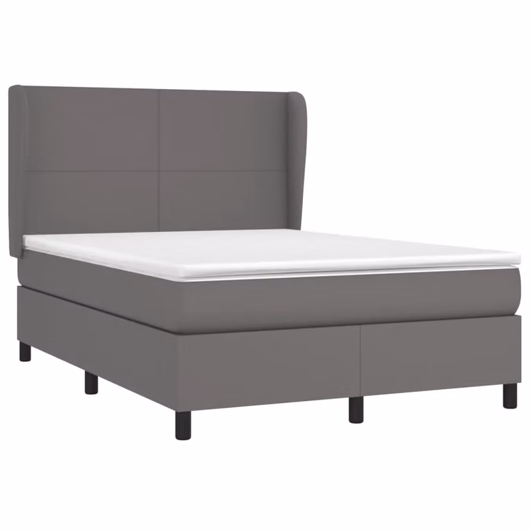 Giroletto a Molle con Materasso Grigio 140x200 cm in Pelle finta