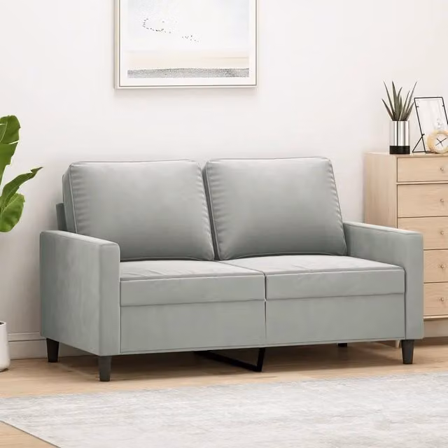 Divano a 2 posti moderno VIDAXL in velluto grigio con struttura in metallo L: 138 cm, P: 80 cm, H: 77 cm – 1