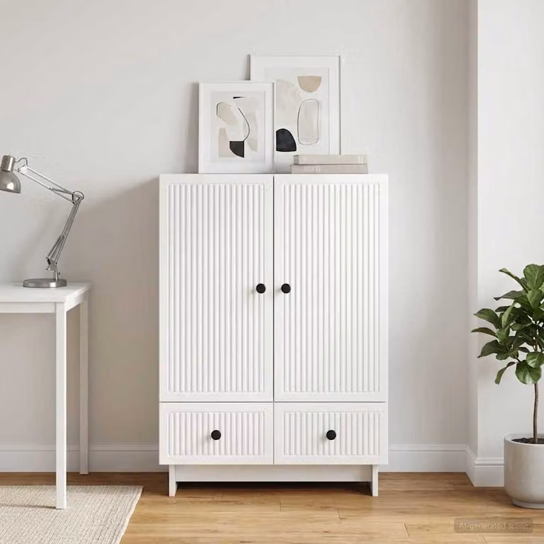 Credenza vidaXL Bianco Lucido in Legno MDF L: 66 cm, P: 34,5 cm, H: 95 cm