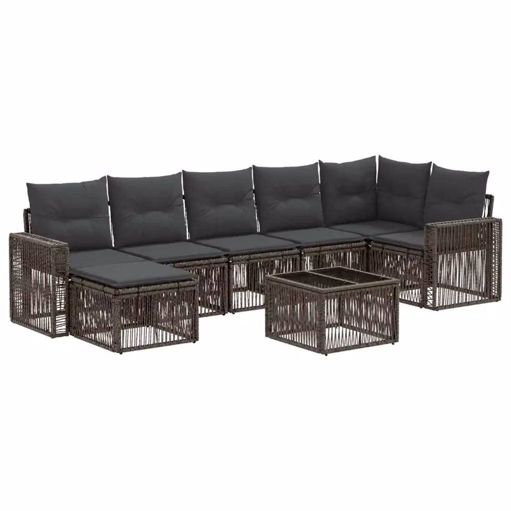 Set da giardino moderno vidaXL composto da 8 pezzi in rattan con cuscini inclusi, colori grigio e antracite – 2