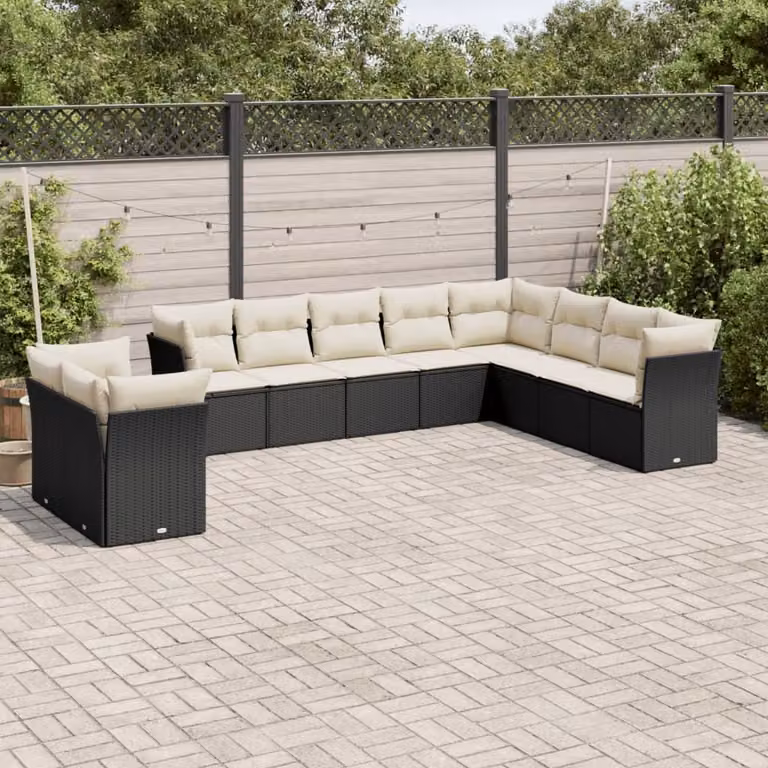 Maison Exclusive - Set Divani da Giardino 10pz con Cuscini in Polyrattan Nero