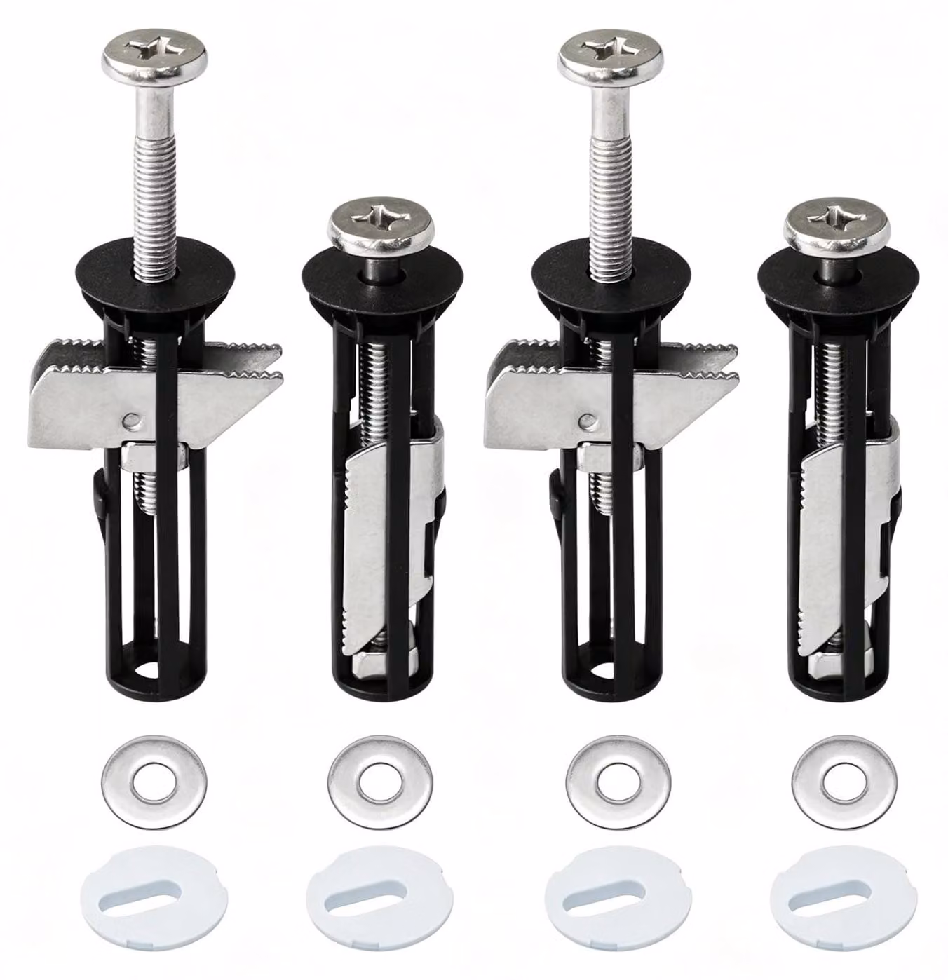 Kit di fissaggio per WC-bril - 4 pezzi. Fissaggi universali da montare nella parte superiore - Viti di ricambio - Dadi e rondelle