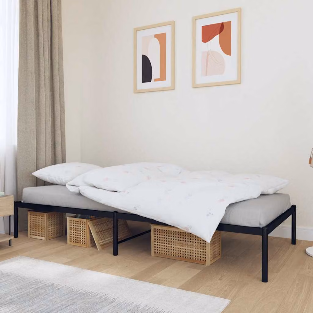 vidaXL Giroletto in Metallo Nero per Adulti, L/P: 90 x 200 cm