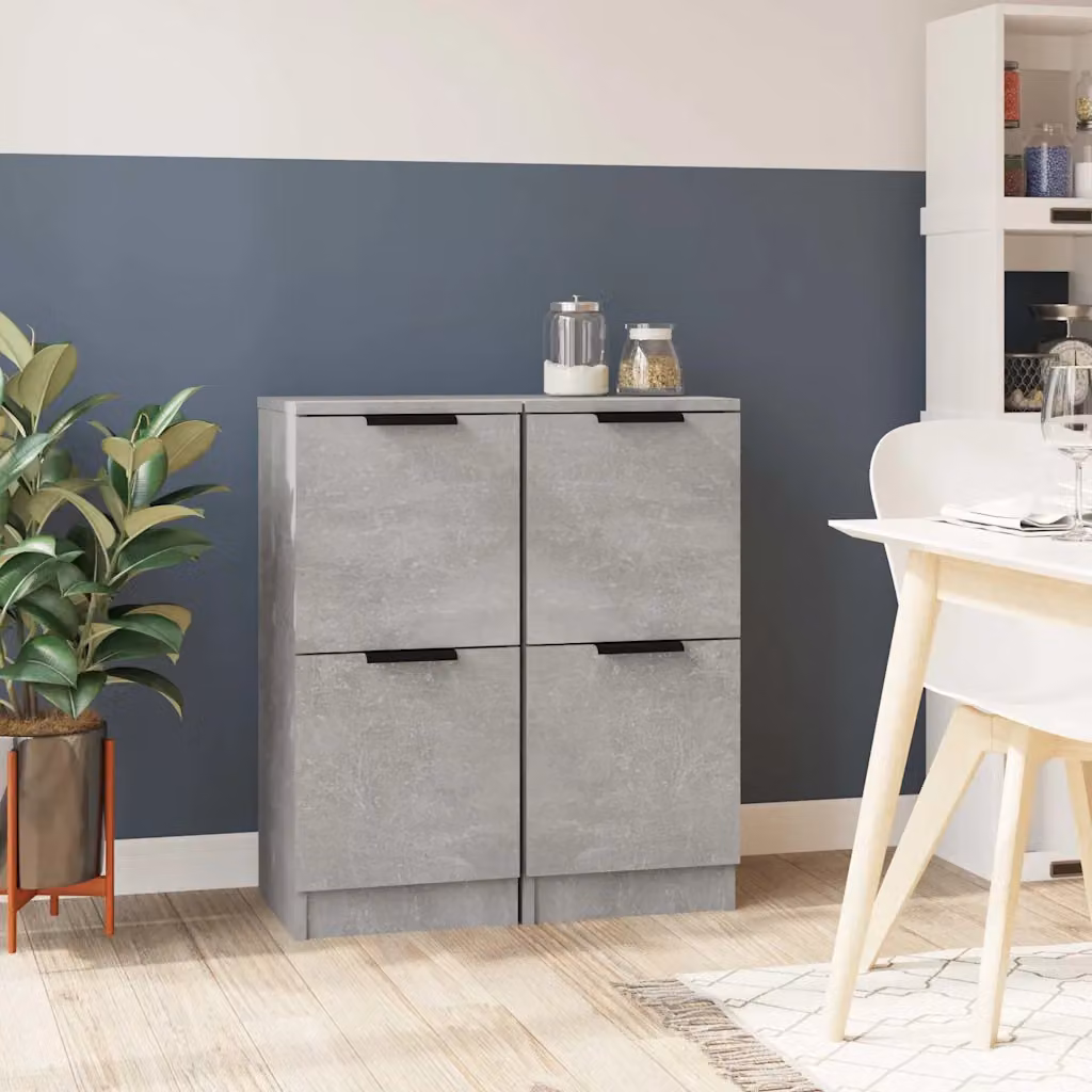 Set di 2 credenze vidaXL in legno multistrato grigio cemento, modello minimalista da appendere a parete, L/P/H: 30 x 30 x 70 cm