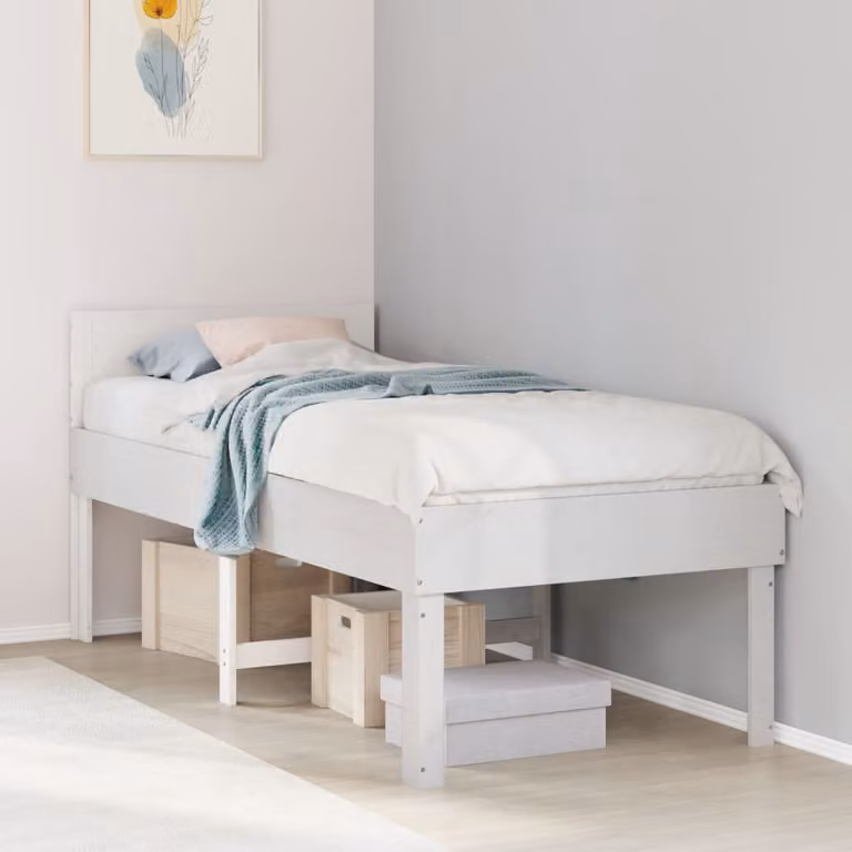 Letto senza materasso vidaXL in legno massello di pino bianco L/P/H: 193.5 x 90 x 93.5 cm