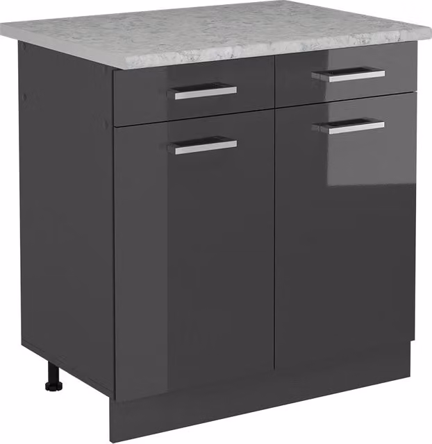 Mobiletto base per cucina R-Line Antracite lucido/Antracite 80 cm PL Marmo Vicco