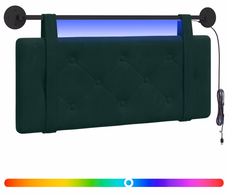 Testiera sospesa Con luce LED Verde Scuro Velluto