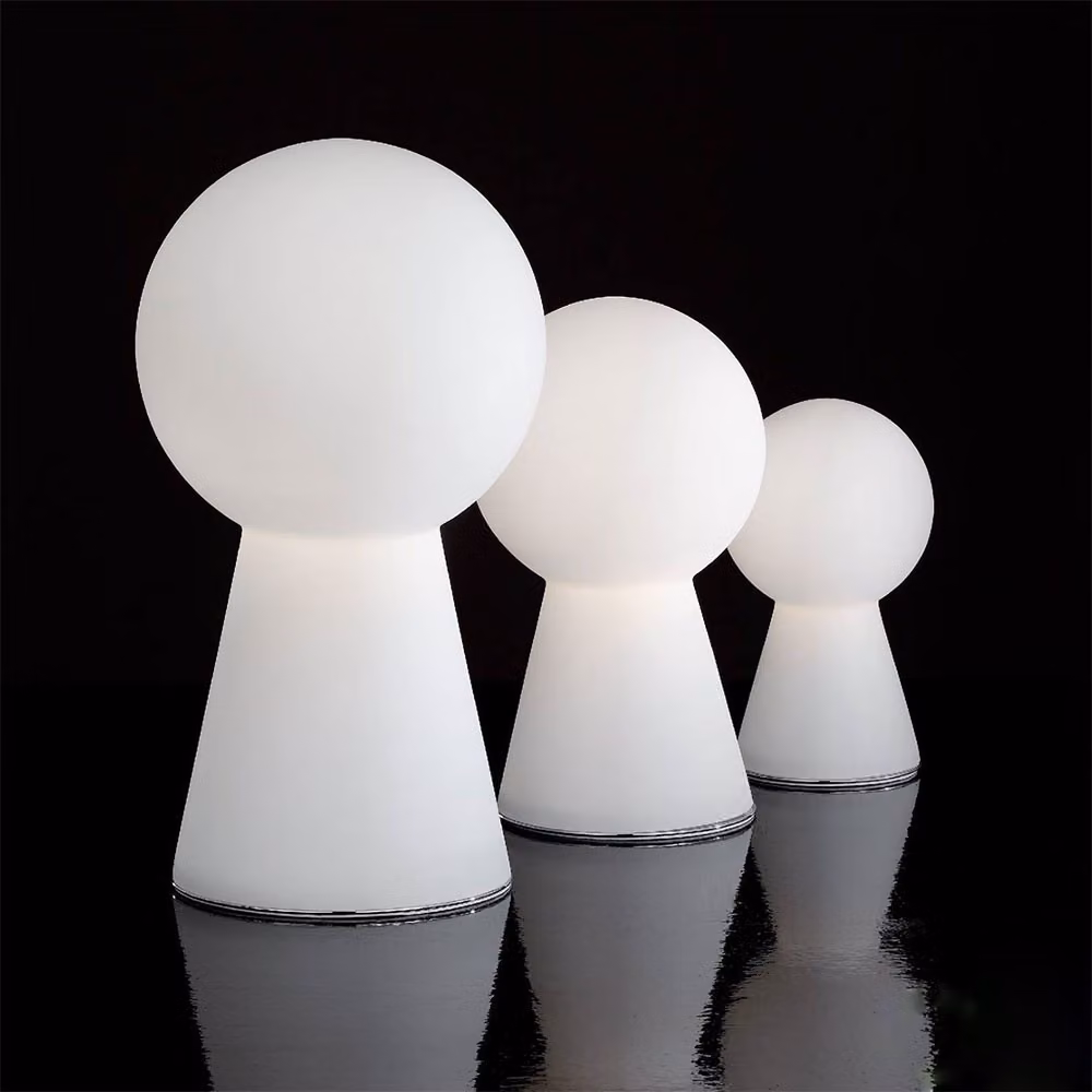 Birillo lampada da tavolo in vetro soffiato a mano 55cm bianco