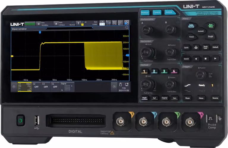 Oscilloscopio UNI-T MSO1254HD, 4+16 canali, 2,5 GS/s, 250 MHz