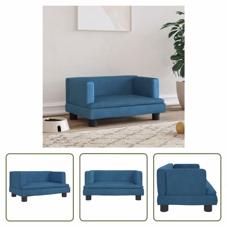 The Living Store Letto per cani blu 60x40x30 cm in velluto