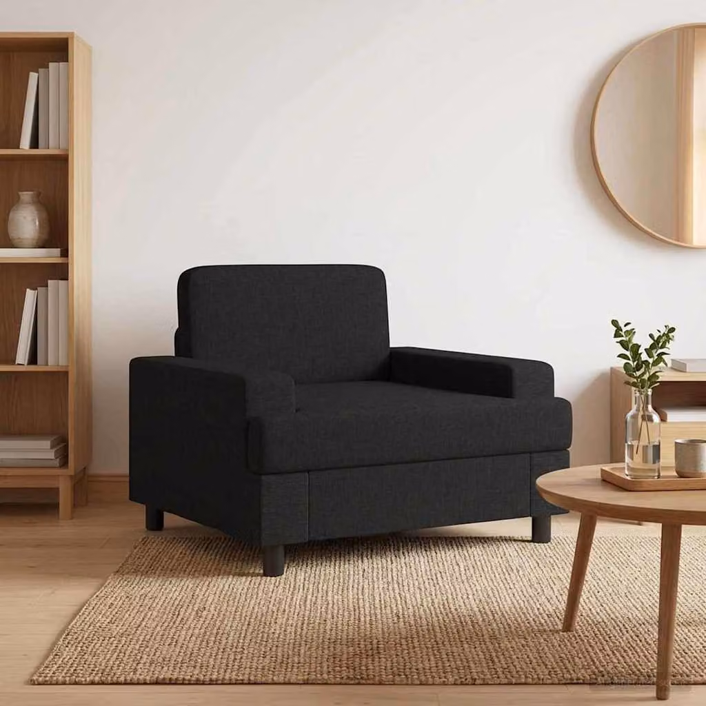 Poltrona lounge moderna vidaXL in tessuto nero con braccioli